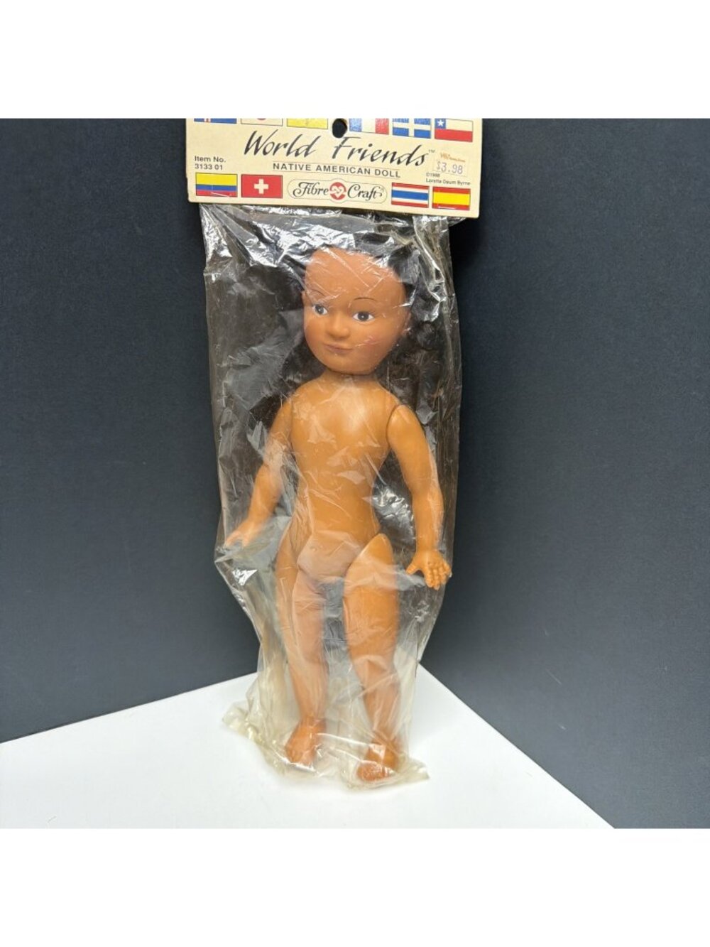 World Friends Native American Doll 1988, Item No. 3133 01 Fibre Craft 13”